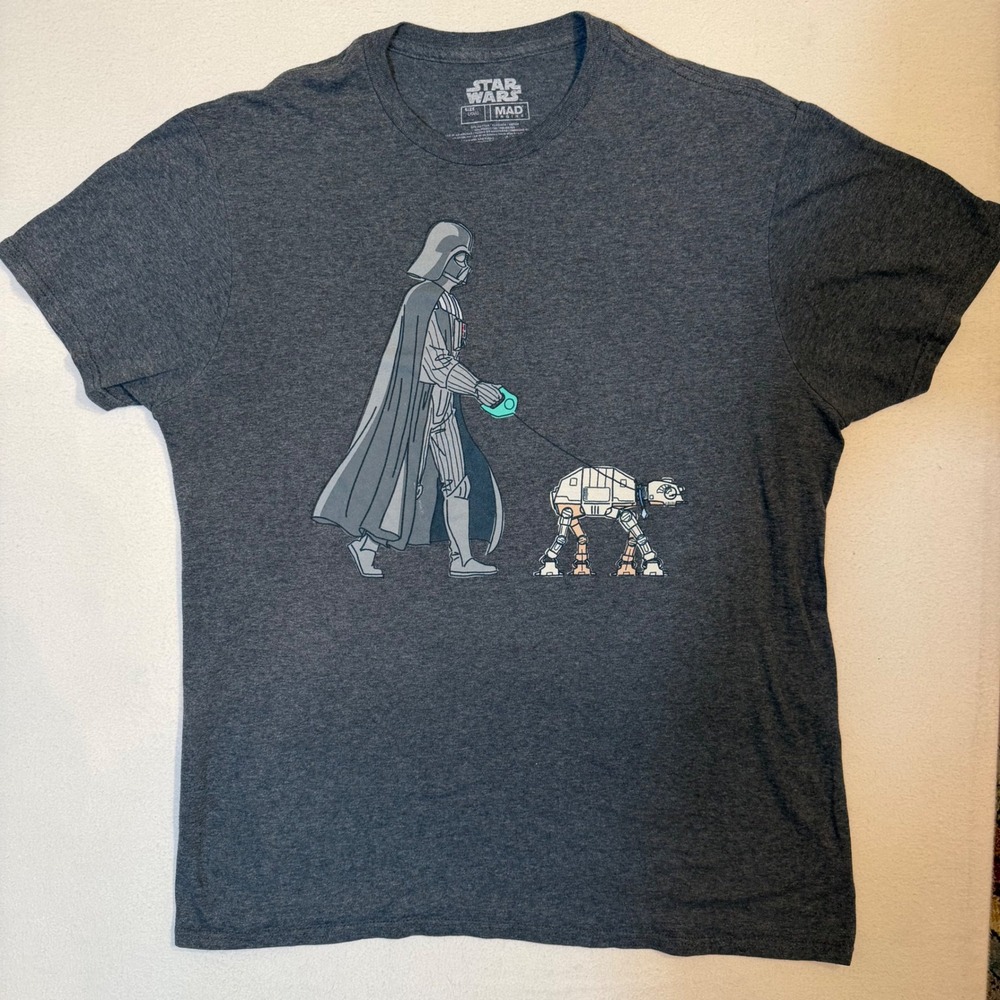 Star Wars Darth Vader Walking AT-AT Graphic T-Shirt Charcoal Gray Large